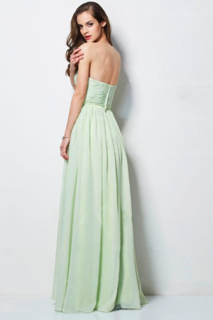 Hot Selling Prom Dresses A Line Floor Length Sweetheart Chiffon Belt Color Sage Discount Price Fast
