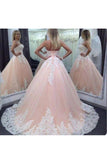 Ball Gown Quinceanera Dresses Sweetheart Tulle With Applique Lace