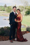 Sexy Mermaid Sequins Burgundy Long Prom Dresses, Cheap Evening Dresses STB15341