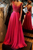 Chiffon Prom Dresses Cap Sleeves A-Line Lace Up Scoop