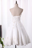 A Line Organza Wedding Dresses Sweetheart With Handmade
