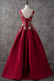 A-Line Bateau Floor-Length Sleeveless Satin Prom Dress/Evening Dress STBPJQ7ECFK