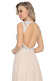 Scoop Open Back Prom Dresses A Line