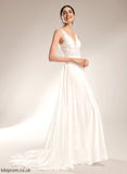 Mya Wedding Dresses With V-neck A-Line Train Court Sequins Wedding Beading Dress