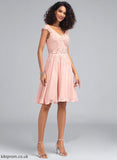 Knee-Length Homecoming Dresses V-neck Lace Beading Maia With Chiffon Dress A-Line Homecoming