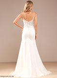 Izabella Sequins With V-neck Court Chiffon Dress Lace Beading Trumpet/Mermaid Wedding Wedding Dresses Lace Train