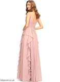 Neckline Length Embellishment Floor-Length Fabric Ruffle A-Line CascadingRuffles V-neck Silhouette Tatiana Natural Waist Bridesmaid Dresses