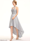 Neckline Lace Straps Length A-Line Fabric Halter Asymmetrical Silhouette Emely A-Line/Princess Sleeveless Bridesmaid Dresses