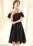 Cocktail Cascading With Off-the-Shoulder A-Line Yareli Chiffon Dress Ruffles Cocktail Dresses Asymmetrical