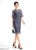 Cocktail Dresses Dress Knee-Length Jazmin Lace Neck Sheath/Column With Scoop Cocktail Lace