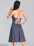 Dress Beading V-neck Homecoming With Homecoming Dresses Kristina Chiffon Lace A-Line Knee-Length