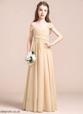 Mollie With Ruffle Off-the-Shoulder A-Line Junior Bridesmaid Dresses Floor-Length Chiffon