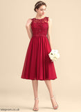 Scoop A-Line Homecoming Dresses Chiffon With Amira Knee-Length Lace Lace Neck Dress Homecoming Beading