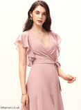 Cocktail Dresses Ruffle Asymmetrical V-neck Sariah Dress Cocktail Chiffon A-Line With