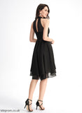Chiffon Asymmetrical A-Line Cocktail Dresses Raina With Neck Scoop Cocktail Dress Pleated