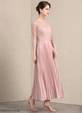 Chiffon the Mother of the Bride Dresses Neck Scoop Bride With Mother Ankle-Length Cristal A-Line of Pleated Dress Lace