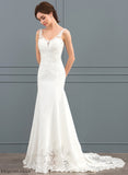 Wedding Dresses Dress Wedding Court Selina Train Sequins With Lace Trumpet/Mermaid Stretch V-neck Crepe