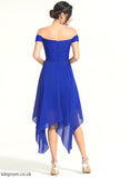 A-Line Beading Chiffon Tania Lace Cocktail Dresses Asymmetrical Off-the-Shoulder Dress With Cocktail