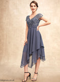 Mother Averi With of Lace Chiffon the V-neck Bride Ruffle A-Line Mother of the Bride Dresses Asymmetrical Dress