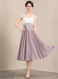 V-neck A-Line of Tea-Length Mother of the Bride Dresses Bride the Cailyn Mother Chiffon Dress Lace