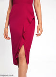 Split Bodycon Kaliyah Crepe Club Dresses Ruffle Dress Cocktail With Knee-Length Stretch V-neck Front
