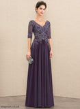 Ariel of Mother of the Bride Dresses the Bride Mother A-Line V-neck Floor-Length Lace Chiffon Dress