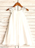 Knee-length Monica - Flower Scoop Girl Lace Dress Chiffon Flower Girl Dresses Sleeveless A-Line With Neck