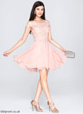 A-Line Beading With Off-the-Shoulder Dress Short/Mini Jaslyn Homecoming Dresses Chiffon Homecoming Lace