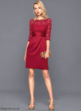 Dress Cocktail Knee-Length Scoop Satin Lace Ruffle Kailyn Sheath/Column Cocktail Dresses Neck With