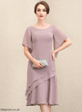 Mother Neck of Knee-Length With Mother of the Bride Dresses the Ruffles Scoop Dress Chiffon A-Line Bride Cascading Nellie