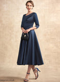 the Ruffle With Mother of Dress Mother of the Bride Dresses Tea-Length Alma Satin V-neck Bride A-Line