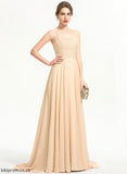 Neckline With Sequins Chiffon Train A-Line Beading Square Sweep Kamora Prom Dresses