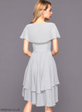 Dress With Asymmetrical A-Line Kitty Chiffon Cascading Cocktail V-neck Cocktail Dresses Ruffles