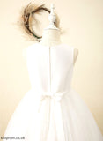 Satin/Tulle Scoop Dress A-Line Girl Sleeveless Flower Delilah - Neck Flower Girl Dresses Tea-length