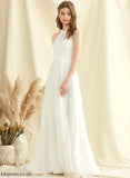 Wedding Dresses A-Line Neck Chiffon Floor-Length Scoop Wedding With Hilary Lace Split Front Dress
