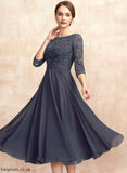 A-Line With Sequins Bride Dress Neck Louise the Scoop Tea-Length Chiffon Mother of the Bride Dresses of Mother Lace