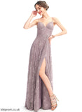 Neckline Fabric Straps&Sleeves Floor-Length Lace Silhouette Length V-neck A-Line Nellie A-Line/Princess Sleeveless Bridesmaid Dresses