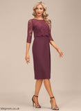 Lace With Knee-Length Cocktail Sheath/Column Dress Cocktail Dresses Ruffle Izabella Chiffon Scoop Neck