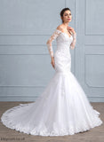 Sequins Lace Dress Beading Chapel With Train Trumpet/Mermaid Wedding Rachael Tulle Wedding Dresses
