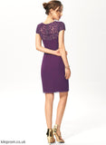 Knee-Length Scoop Dress Lace Chiffon Sheath/Column Cocktail Dresses Neck Cocktail Angel With Ruffle