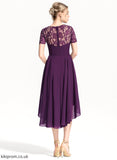 Cocktail Dresses Asymmetrical Scoop A-Line Neck Dress Chiffon With Lace Lace Cocktail Diana