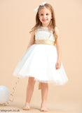 Neck Girl Cecelia Scoop Sleeveless - Knee-length With Satin/Tulle/Lace Dress A-Line Flower Girl Dresses Sash/Bow(s)/Back Flower Hole