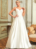 Sequins Ball-Gown/Princess With Jacqueline Satin Wedding Lace Beading Lace Dress V-neck Train Pockets Sweep Wedding Dresses