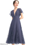 Cocktail Dresses Ruffle Chiffon Knee-Length Dress Clara With Cocktail V-neck A-Line Lace