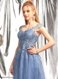 Sequins Neck Homecoming Dresses Tulle Asymmetrical Homecoming Scoop A-Line With Lace Dress Olive