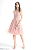 With Knee-Length Camryn Lace Scoop Homecoming Dresses Homecoming Dress Tulle Neck A-Line