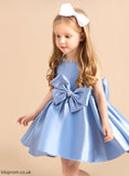 Bow(s) Girl Flower Flower Girl Dresses Dress Neck With Scoop Sleeveless Satin Ball-Gown/Princess Margaret Knee-length -