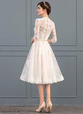 Tulle Lace Gwendolyn Dress Bow(s) Wedding A-Line V-neck Knee-Length With Wedding Dresses