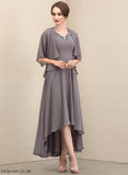Mother the Beading Dress Bride Sequins With Asymmetrical A-Line of Chiffon Mother of the Bride Dresses V-neck Joanna
