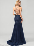 Neckline Prom Dresses With Square Tulle Lace Sequins Trumpet/Mermaid Train Mavis Sweep